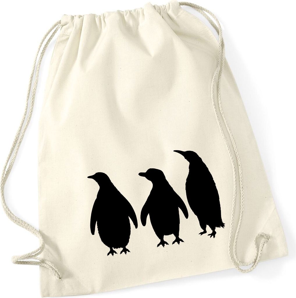 Huuraa Turnbeutel Pinguine Silhouette 12 Liter Natural Produktbild 