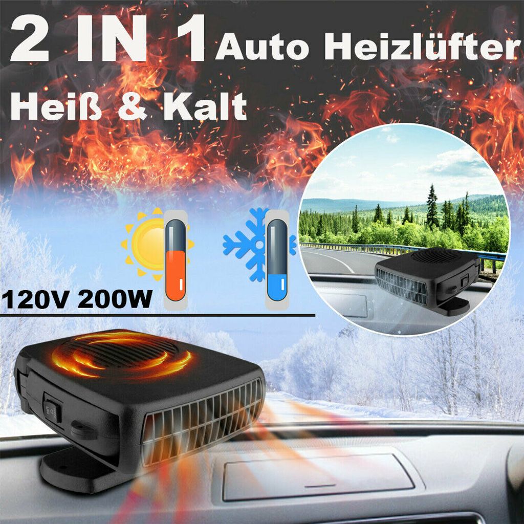 12V Auto Heizlüfter 2 In 1 200W Scheiben-Enteiser Heizung Ventilator Defroster