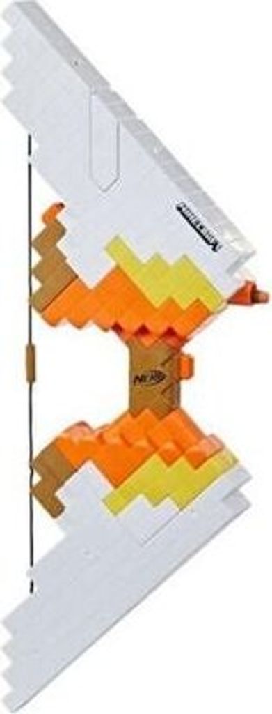 A toy bow and arrow set with a pixelated design.