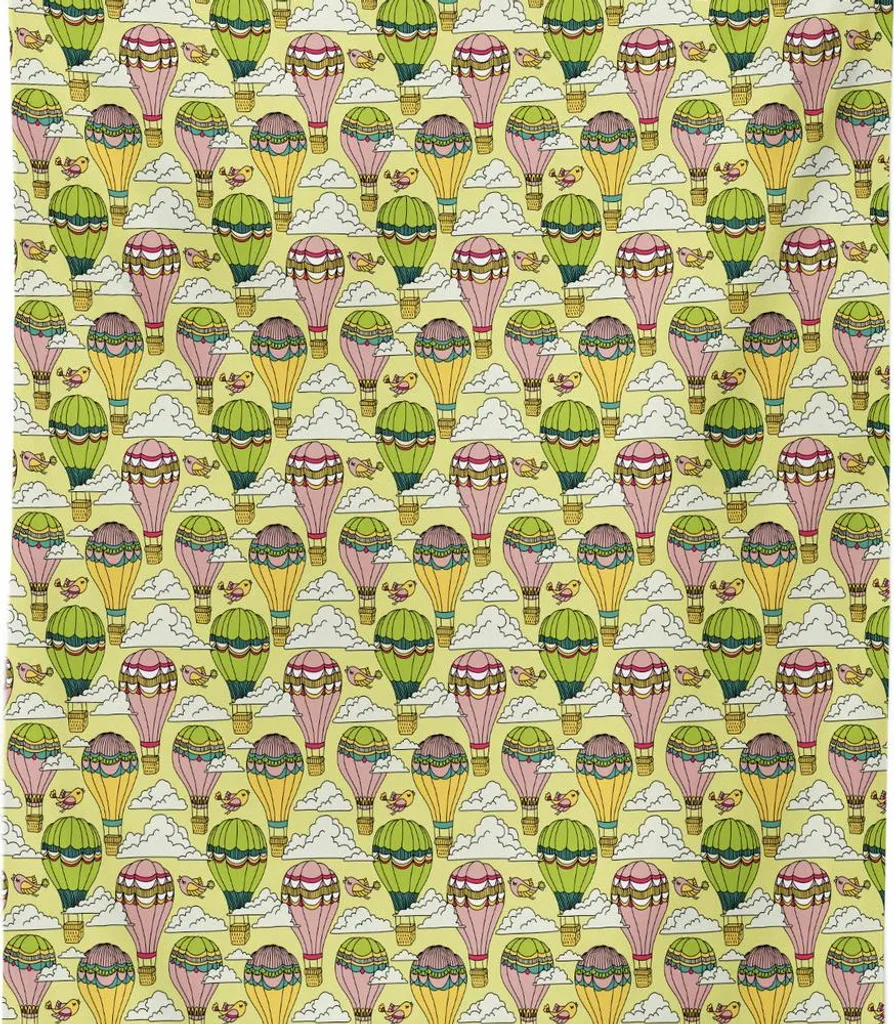 ABAKUHAUS Tovaglia colorata, stile cartone animato Illustrazione colorata di mongolfiere, uccelli e nuvole nel cielo, 140 x 170 cm, multicolore