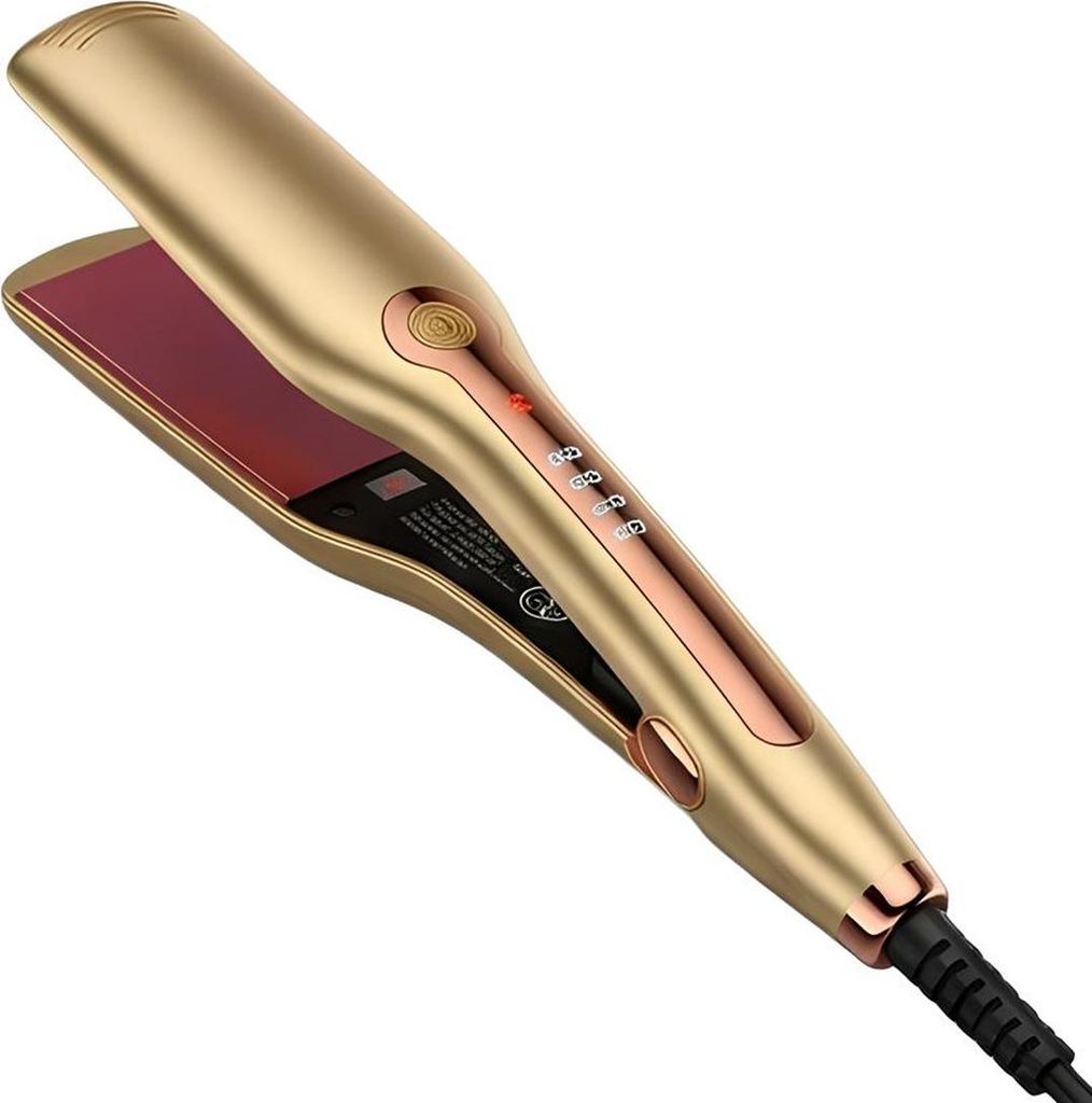 Avizar, 2-in-1 Glätteisen & Lockenstab Keramik 40W breit, Braun