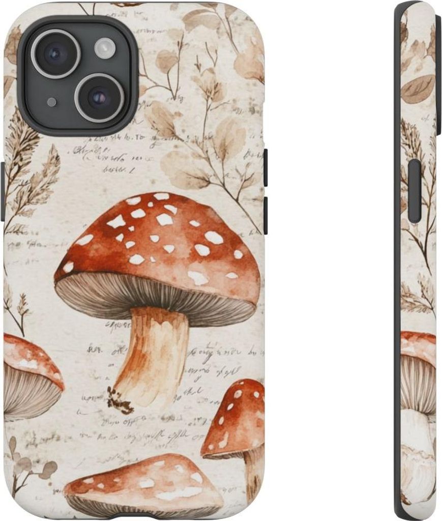 Aquarell-Rotpilze und botanische Illustrationen – Hülle Kompatibel mit iPhone 15