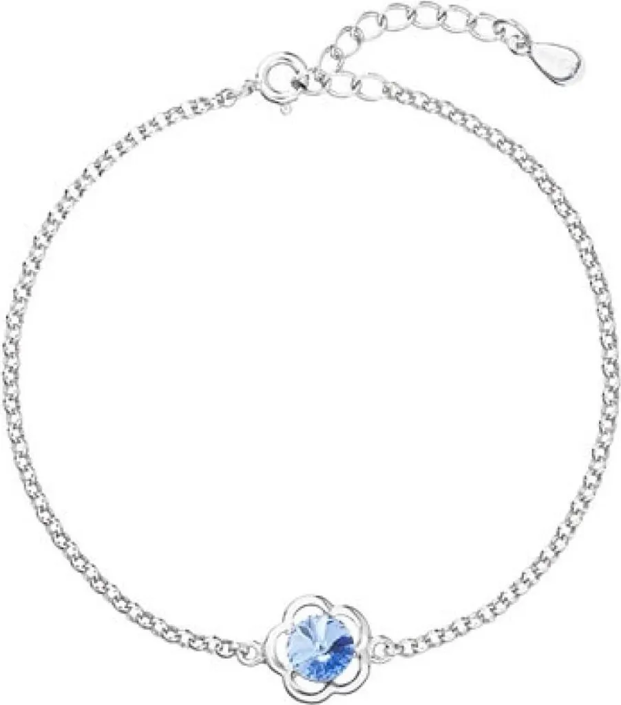 Cadeau idéal : Bracelet argent et Swarovski bleu pour soirée chic