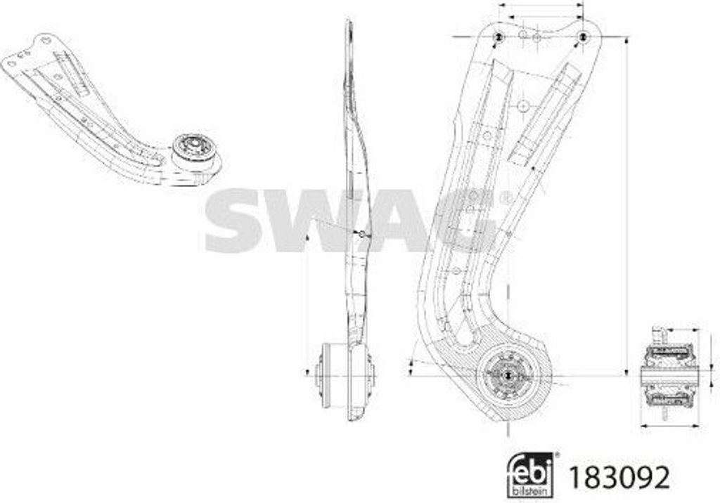 SWAG 33 10 8824 Querlenker Hinten Rechts Mitte für VW Passat Variant (3G5, CB5) Längslenker