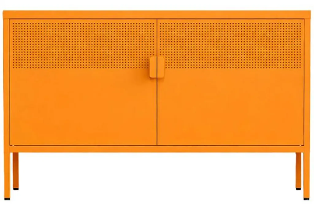 Armoire orange design industriel 100cm, stockage robuste en acier - 2