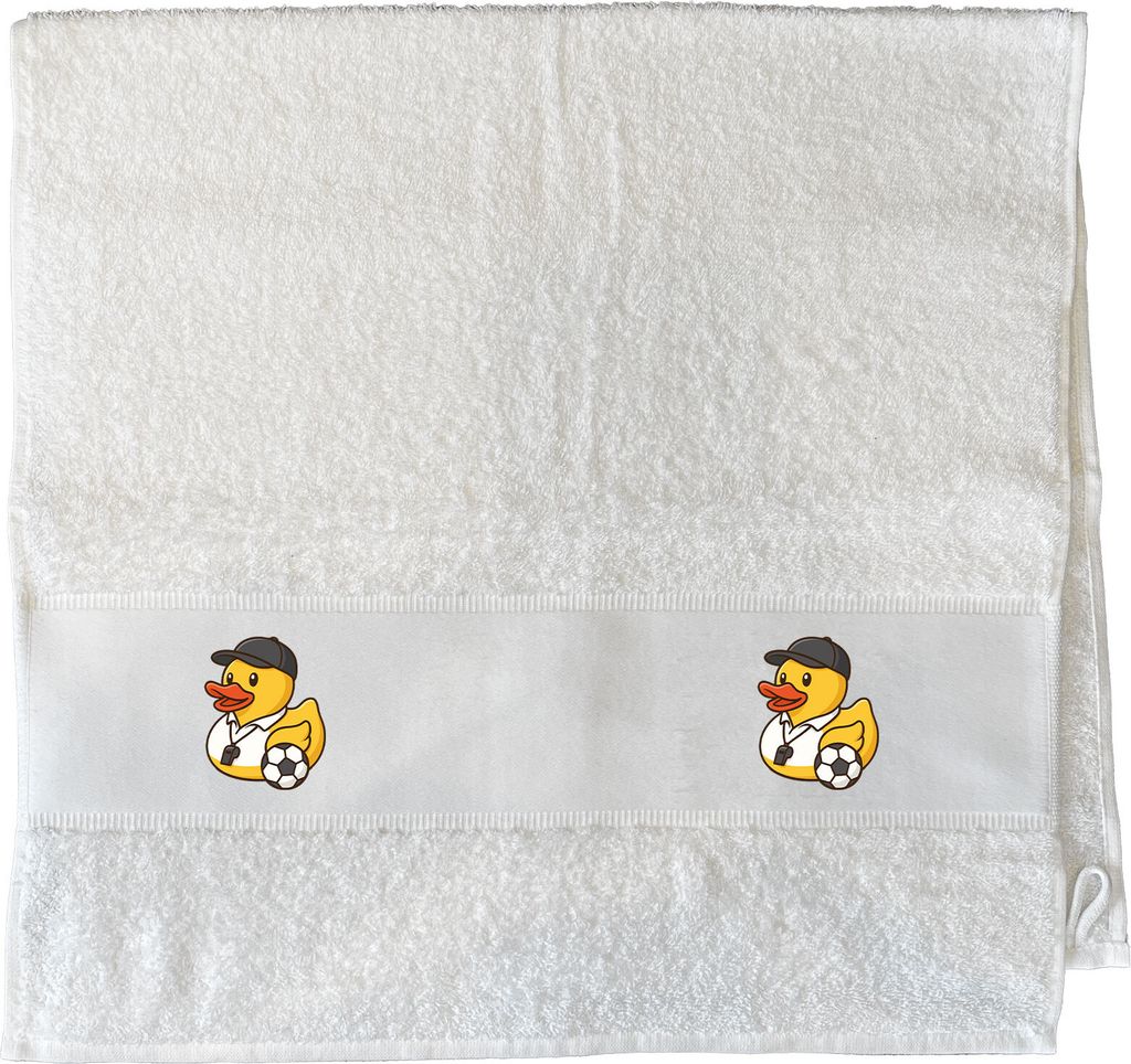 Huuraa Handtuch Quietscheente Fussball-Trainer Gummiente Coach 50x100cm White Baumwolle Handtuch Geschenkidee