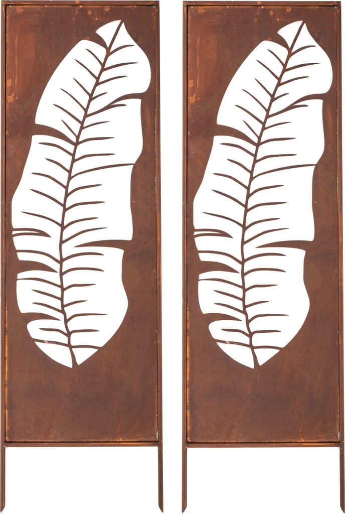 Sichtschutz Metall 2x - 160 cm x 50 cm - Edelrost - Rostoptik Sichtschutz für Garten - Sichtschutzelement - Sichtschutzwand - Gartendekoration Zaun