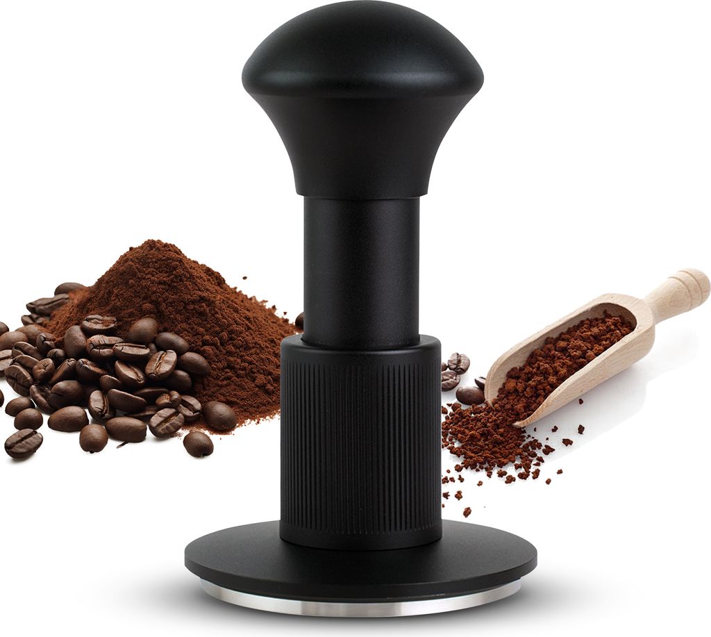 58,5 mm Kaffeestampfer, einstellbar, 30 lbs Druck, Kaffeepulver-Nivellierer, Aufprall-Espresso-Stampfer-Verteilungswerkzeug mit akustischer Rueckme...