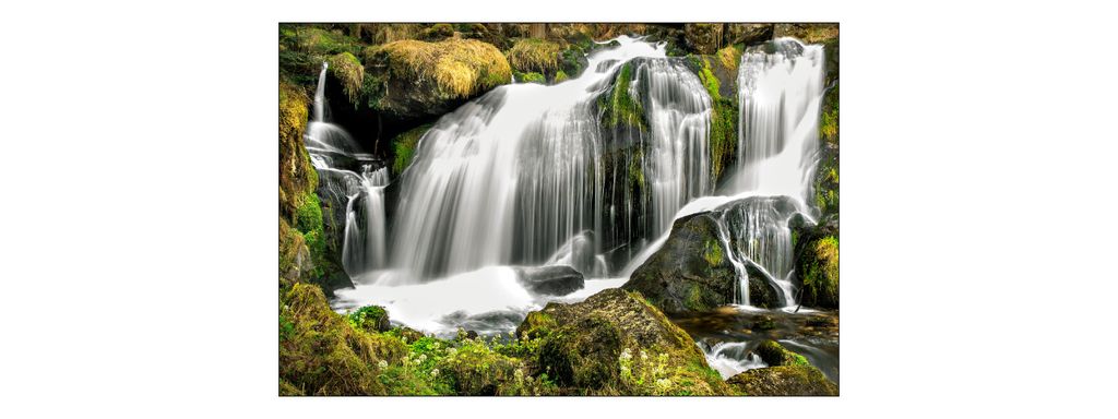 Muralo Fototapete Natur 450 (B) x 300 (H) cm cm Vlies Tapete Wandtapeten Wasserfall Felsen Steine Pflanzen Wohnzimmer Schlafzimmer moderne Wandbild...