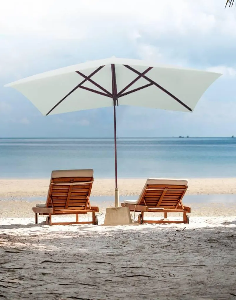 Parasol rectangulaire OLERON Gris pour grandes tables de terrasse été