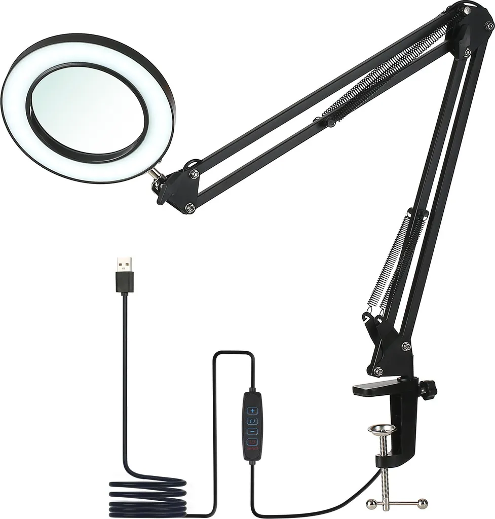 Lampe de Lecture et Travail avec Loupe 8X pour Esthétique et Couture