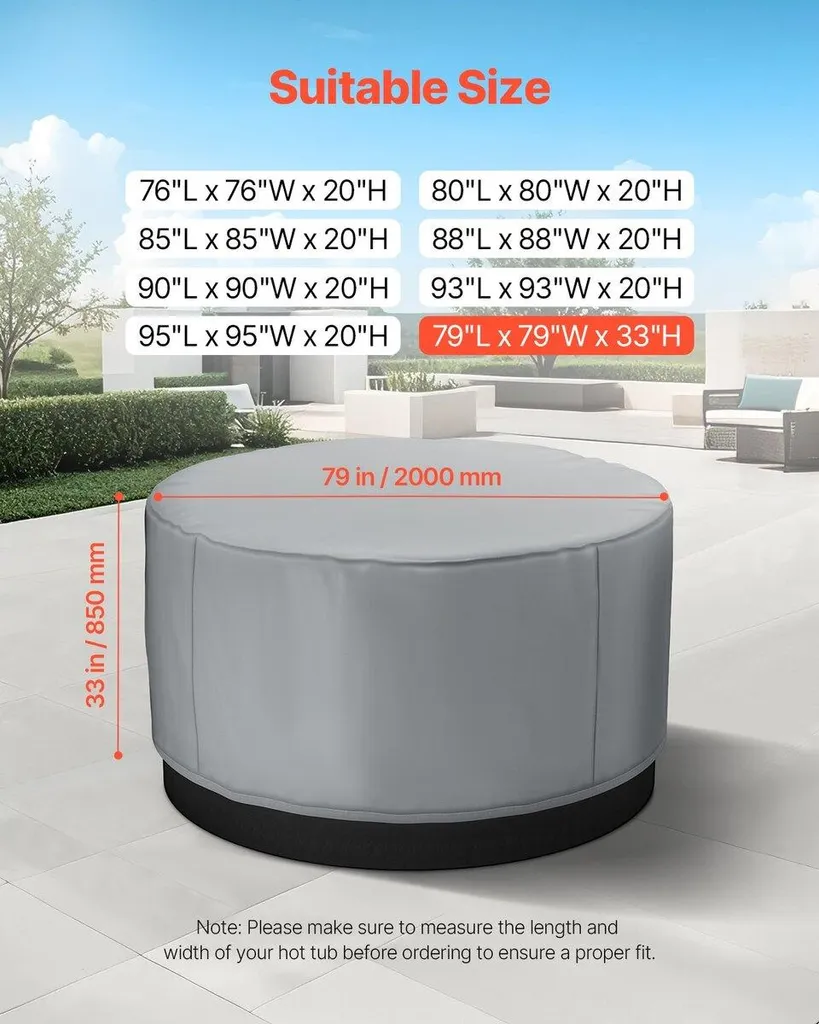 Bâche spa rond 2000x850mm imperméable et résistante aux intempéries - 2