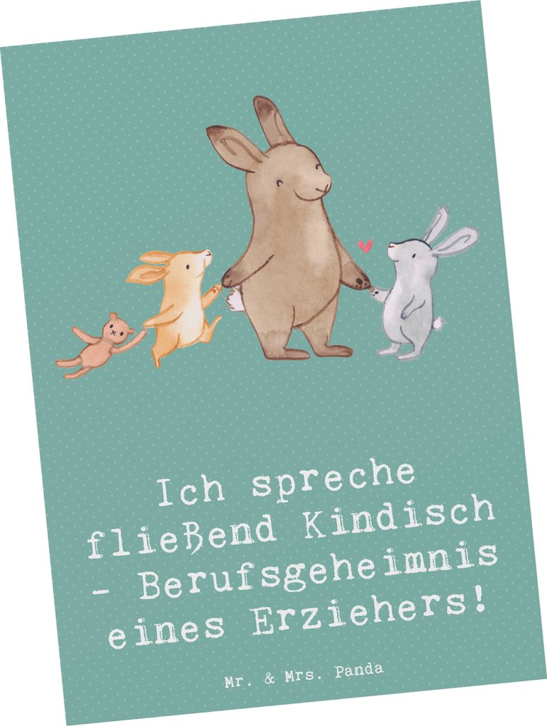 Mr. & Mrs. Panda Postkarte Erzieher Kindisch - Meeresbrise - Geschenk, Postkarten, Geschenke mit Herz, Spielen, Dankeschön, Beruf, Berufsleben, Fo...