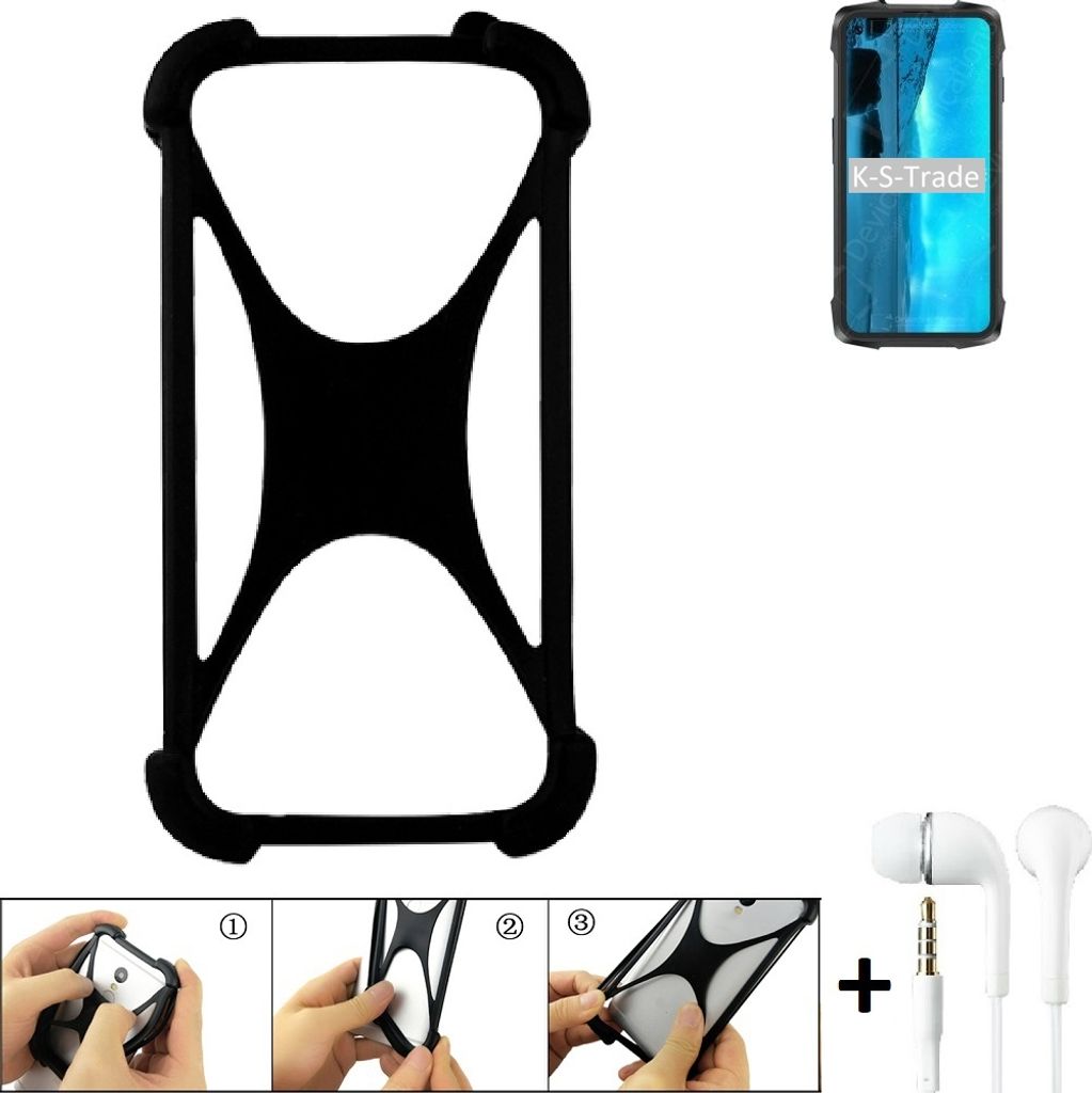 K-S-Trade Handy-Hülle + headphones kompatibel mit Cubot KingKong 7 Schutz-Hülle Bumper Silikon Cover Case Silikoncase Silikonbumper TPU Softcase