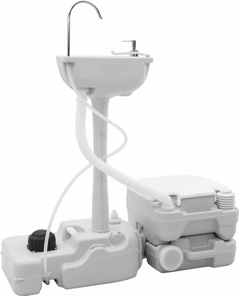 vidaXL Camping Toiletten-Set 2 pcs Grau und Weiß Produktbild 