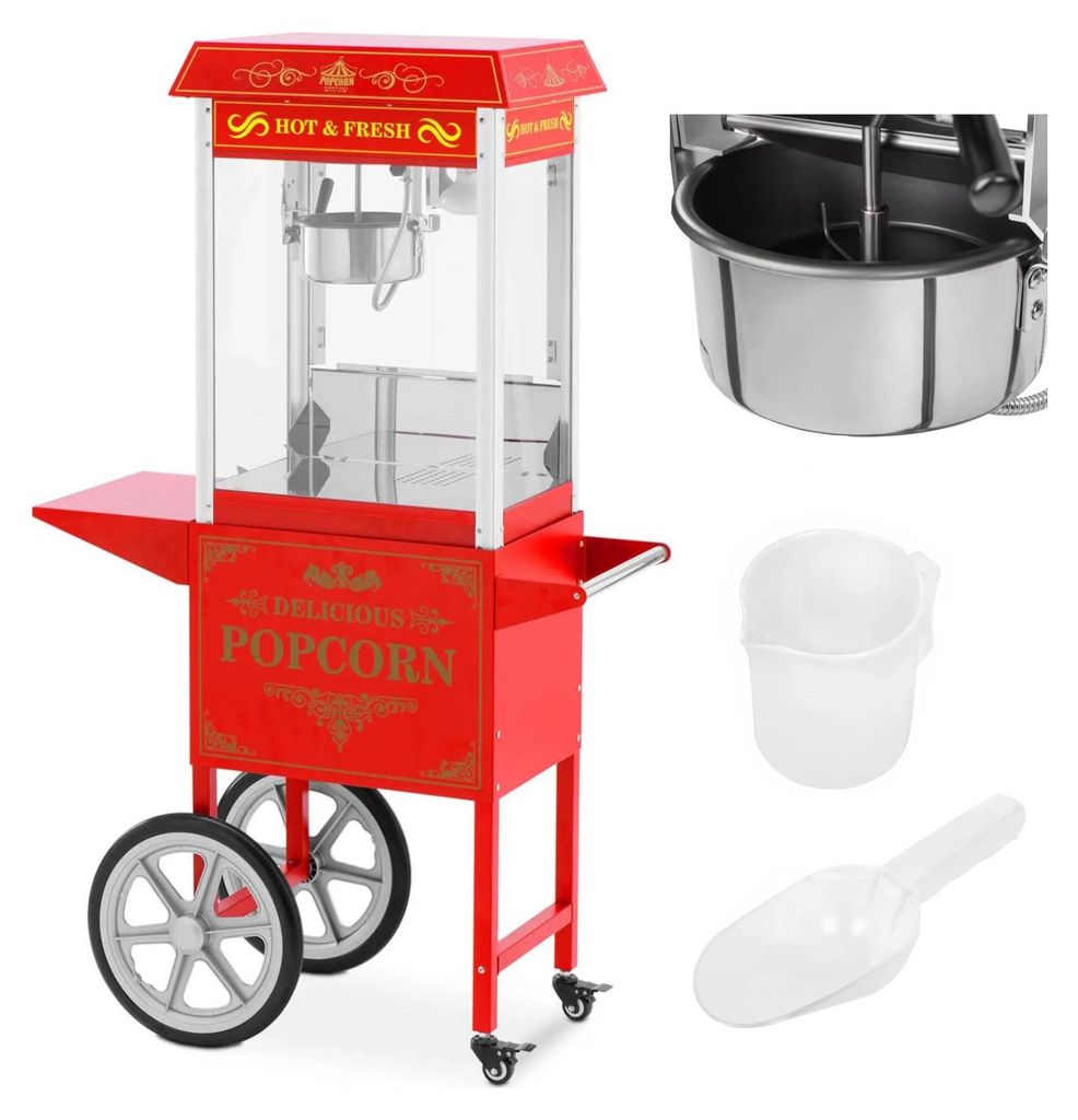 Professionelle Popcornmaschine auf Wagen mit Beleuchtung Produktbild 