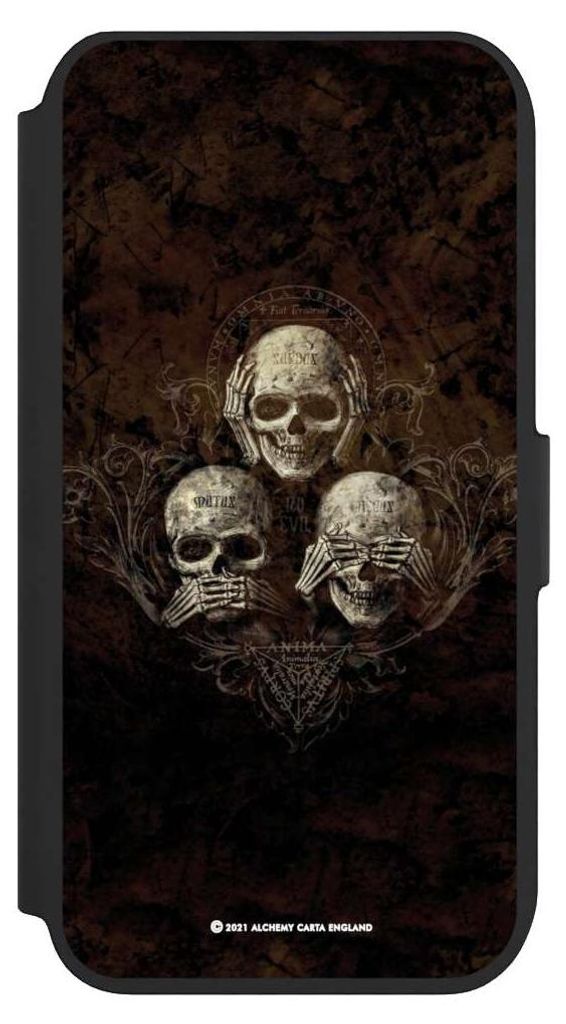 NIVOCASE Klapphülle für Apple iPhone 8 Handyhülle aus Kunst Leder NIVOflip schwarz Art Gothic Totenköpfe