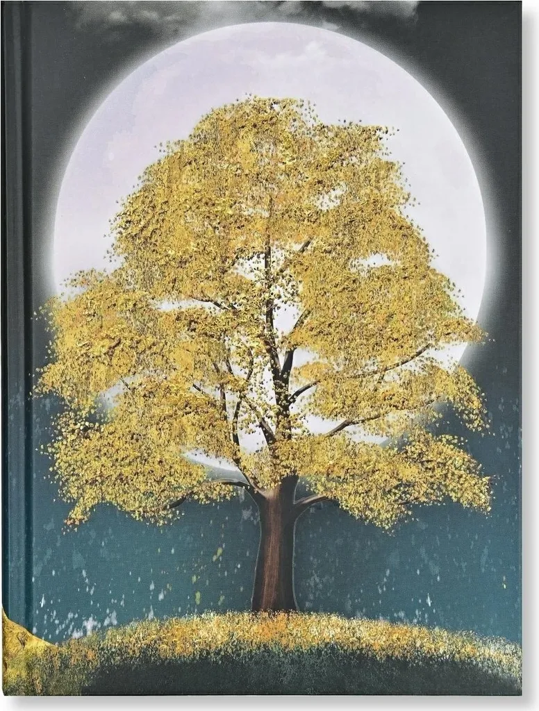 Blocco note cucito Albero dorato di notte