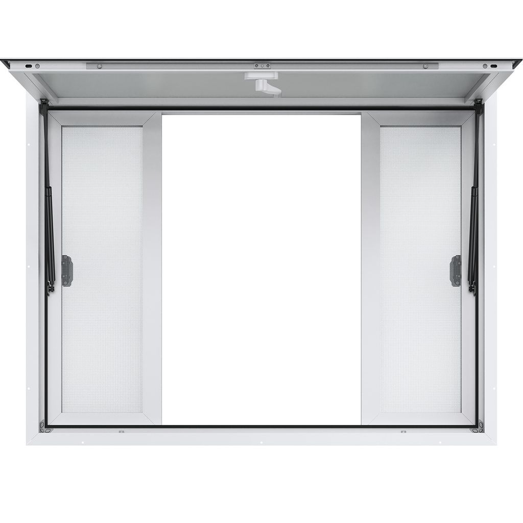 VEVOR Imbissfenster 48"x36", Servicefenster aus Aluminiumlegierung für Imbisswagen mit 4 horizontalen Schiebefenstern & Markisentür & Zughaken, b...