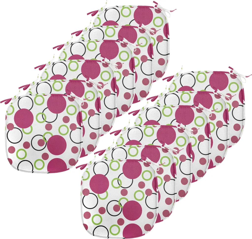 Set 12 Cuscini per Sedie 40x40 cm Impermeabili Rosa Scuro e Verde