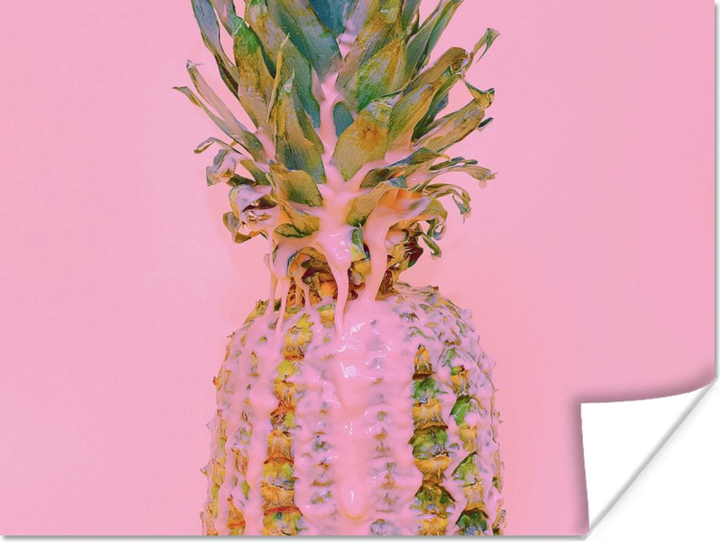 MuchoWow Poster Farbe - Ananas - Rosa - Sommer 120x90 cm - Wandbild