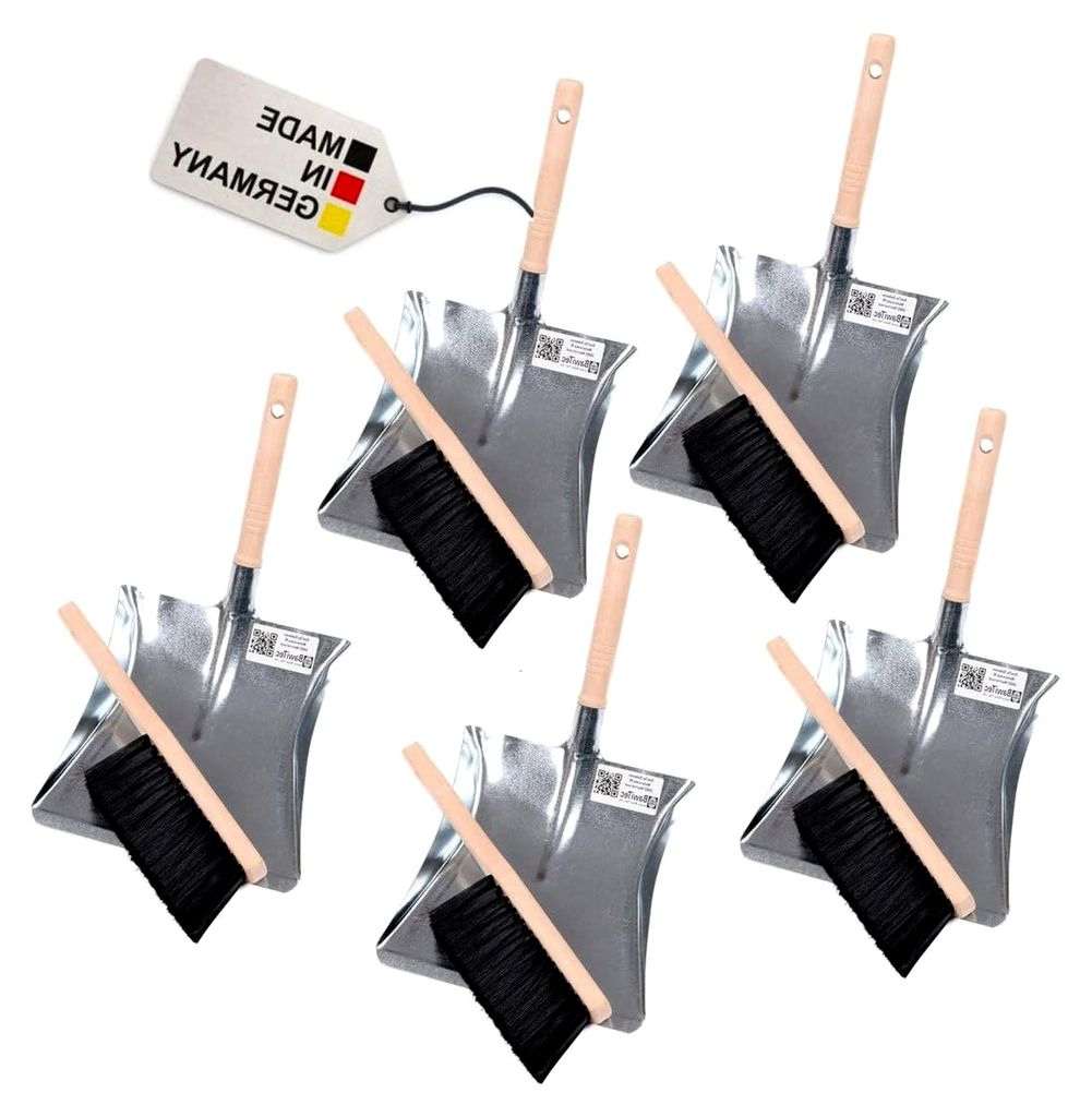 Qualitäts Kehrgarnituren Kehrsets von Handfeger und Kehrschaufel Kehrblech mit Griff stabile robuste Ausführung verschiedene Borsten (5x Kehrset ...