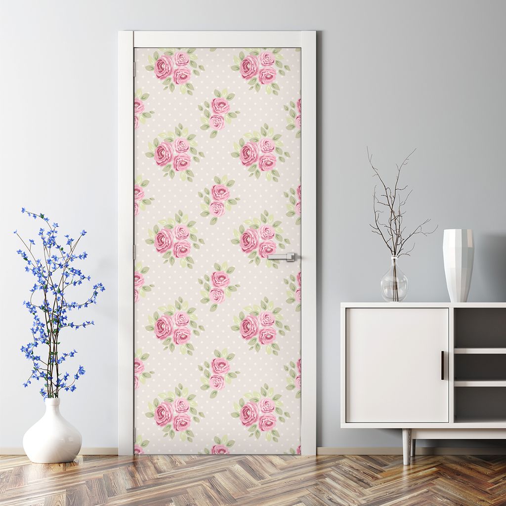 Dekorative Türposter selbstklebend Klebefolie Wandaufkleber Türaufkleber Englische Rosen 77 x 200 cm
