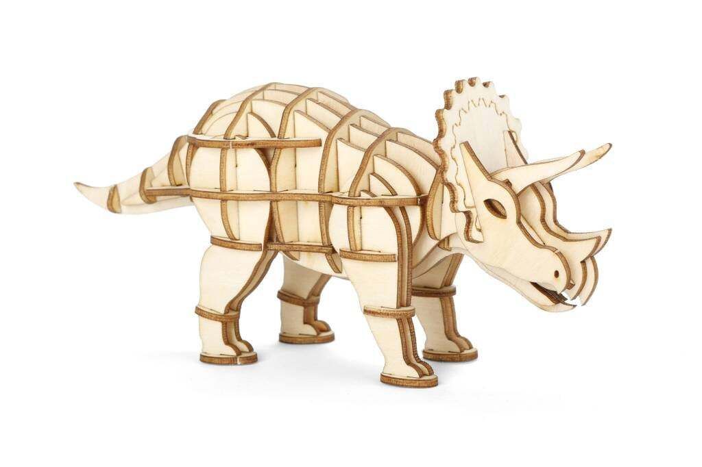 geschicktes 3D Holz Tier Puzzle für Klein & Groß, Dino Triceratops