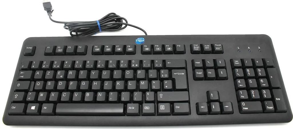 Clavier USB HP AZERTY FR 672647-053 KU-1156 - Noir Filaire d'Origine