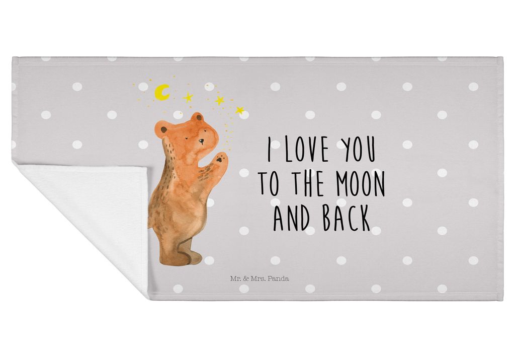 Mr. & Mrs. Panda Handtuch Verliebter Bär - Grau Pastell - Geschenk, 50x100, Verliebte, Partner, Teddy, Spruch, baumwolle, gesichtshandtuch, To The...