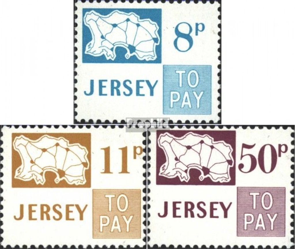 Briefmarken GB - Jersey 1975 Mi P18-P20 (kompl.Ausg.) Produktbild 
