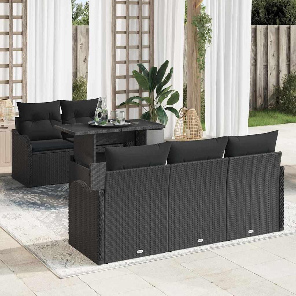 Maison Exclusive - Gartensofa-set mit Kissen 6 pcs Schwarz Poly-Rattan