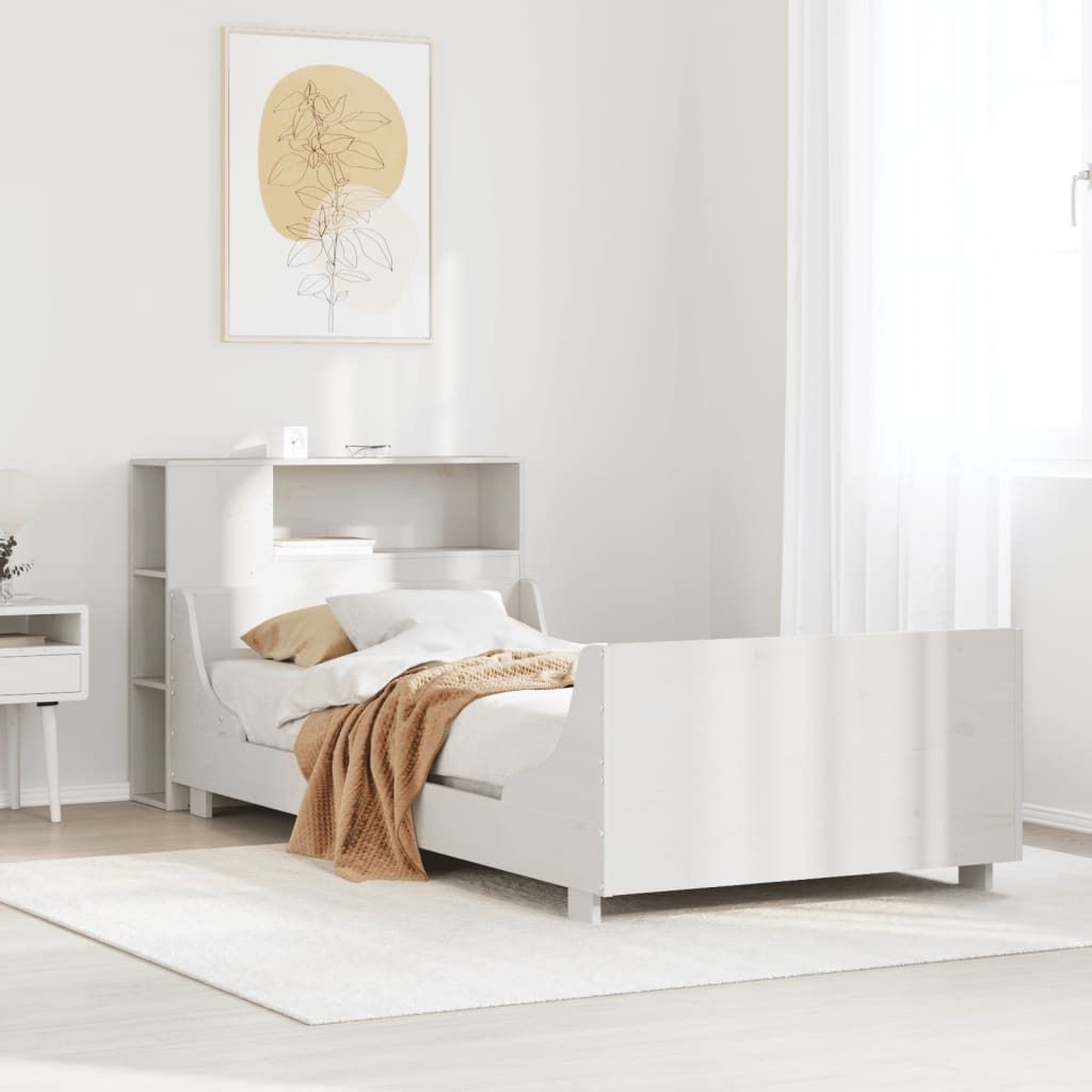 Möbel Massivholzbett ohne Matratze Weiß 75x190 cm Kiefernholz - Bettrahmen 3323792