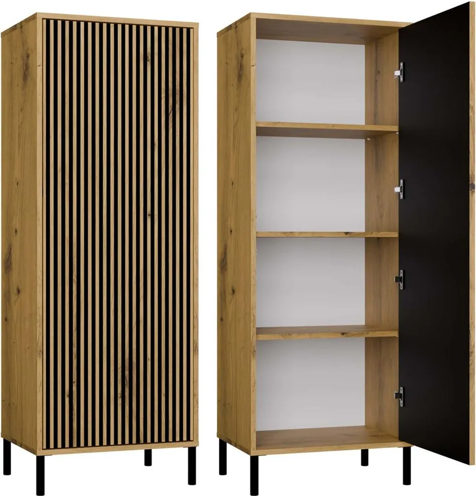 Étagère étroite ELBA chêne artisanal 54 cm avec tablettes robustes