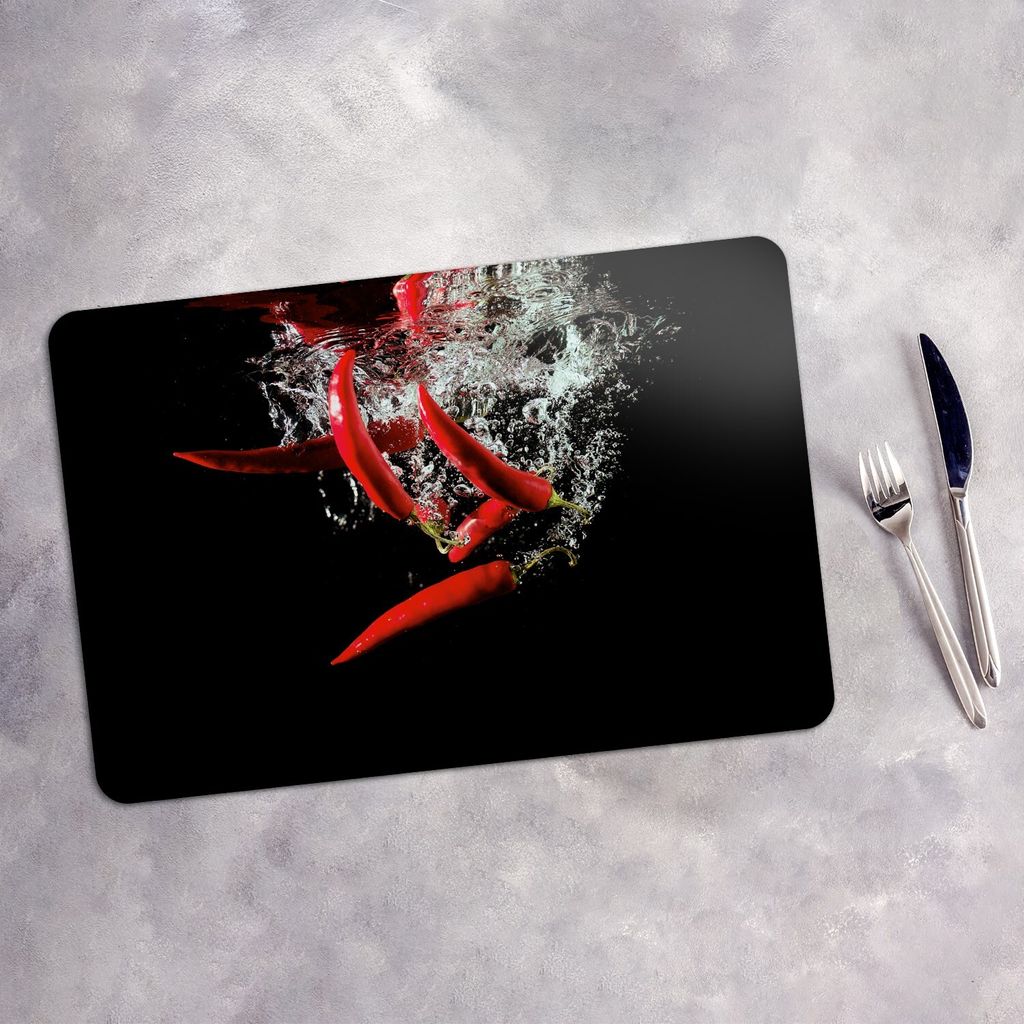 Tischset 4x45x30 cm + 10fi cm Platzset Tischmatte Platzmatte Untersetzer - Paprika Gemüse