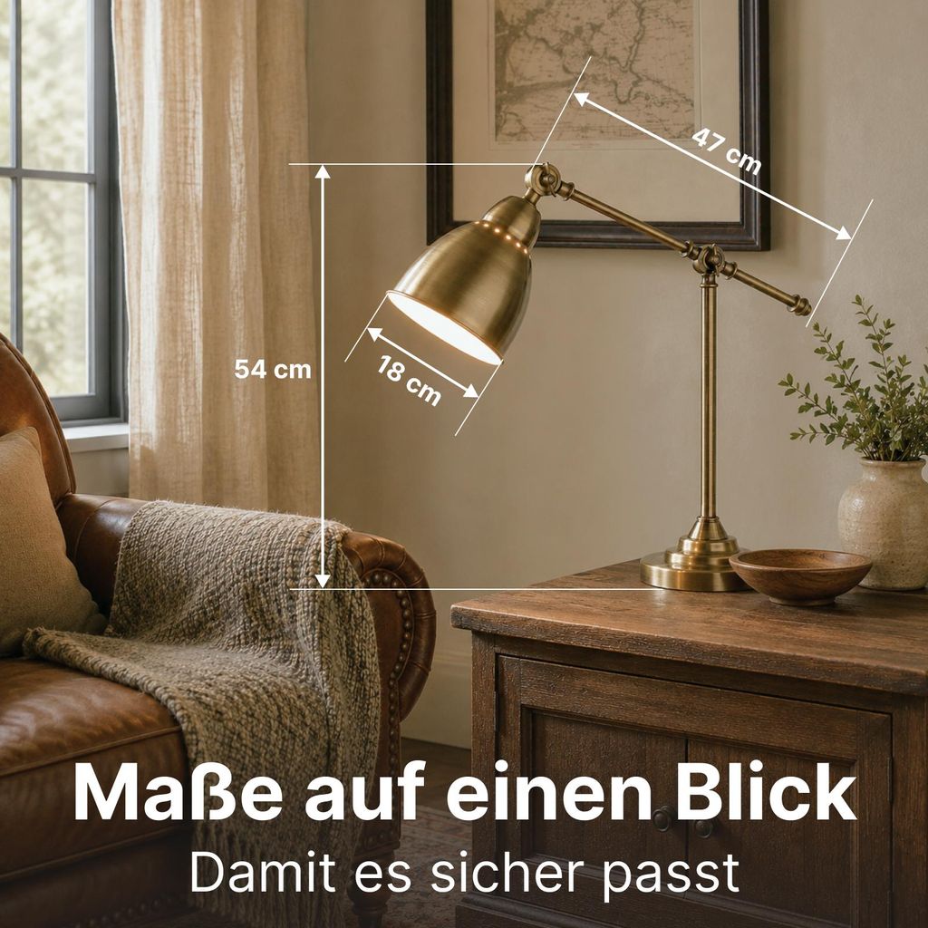 Lampa biurkowa z brązu, jednoźródłowa, z włącznikiem, ARTE Zdjęcie produktu 