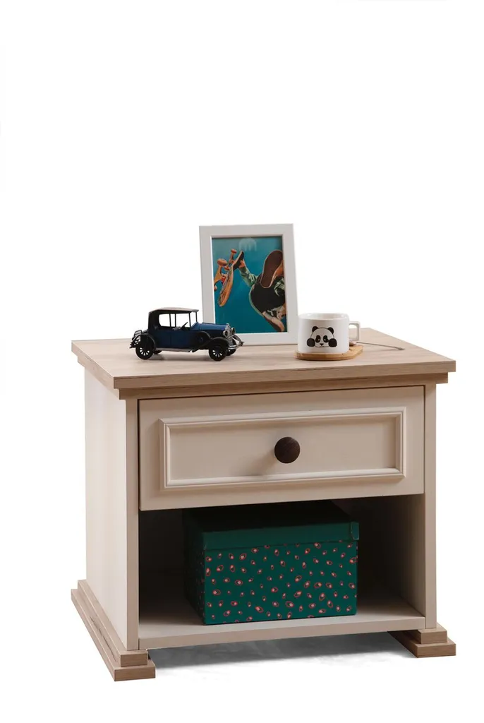 Table de Nuit Enfant Beige Bois Robuste : Fini le Désordre près du Lit