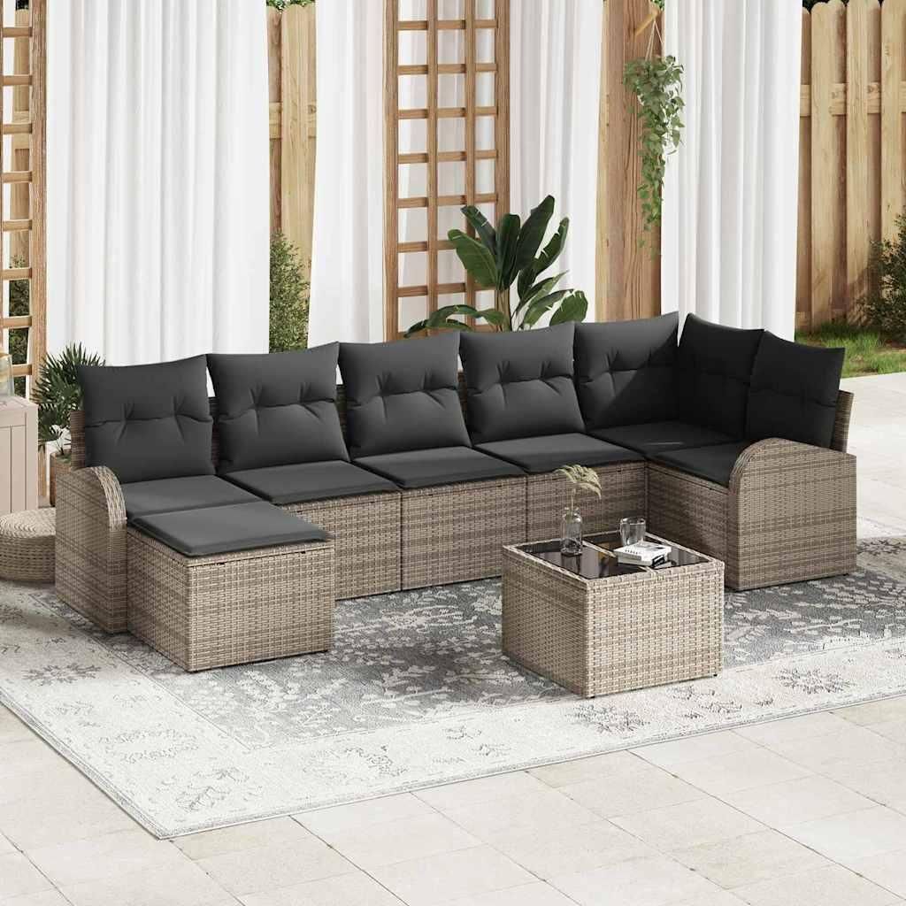 Maison Exclusive - Sofa Set mit Kissen mit Speicher 8 pcs Grau Poly-Rattan