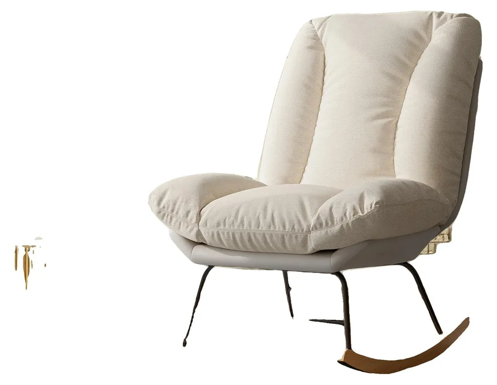 Fauteuil à bascule beige B avec dossier réglable et design compact