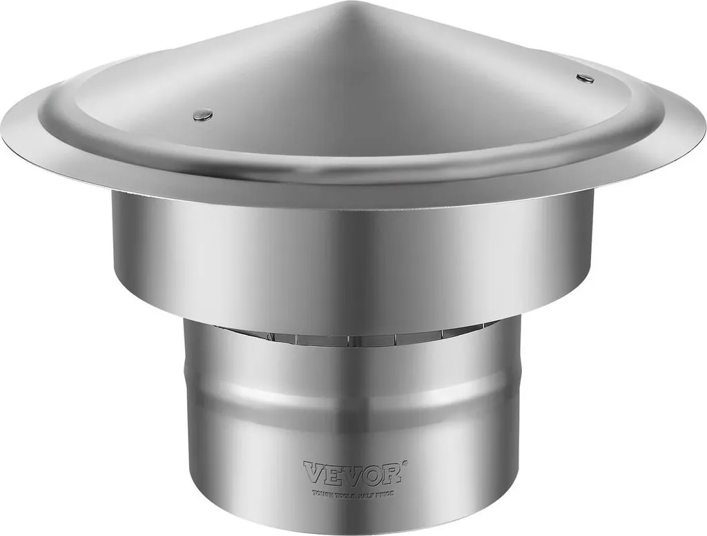 Chapeau de toit rond surélevé 300 mm pour conduit de fumée argenté