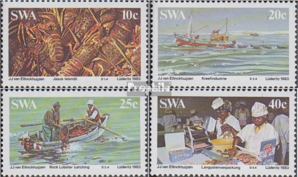 Briefmarken Namibia - Südwestafrika 1983 Mi 545-548 (kompl.Ausg.) gestempelt Langustenindustrie