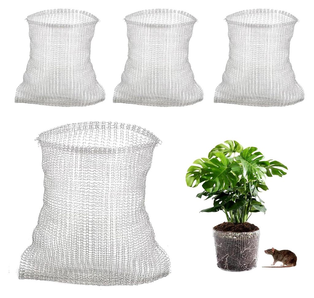 4 Stück Drahtkörbe für Pflanzen, Wurzelschutz aus Edelstahl, Wurzelschutzkörbe für Bäume, Blumen und Gemüse (45 * 40 cm)