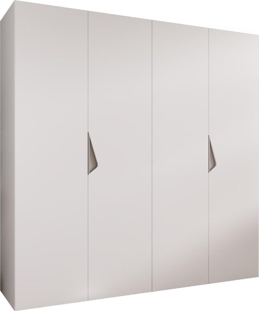 MEBLE KRYSPOL Schrank 200x202x52 cm mit Kleiderstange, 4xTür, SANDI, Weiß, Griff Kaschmir