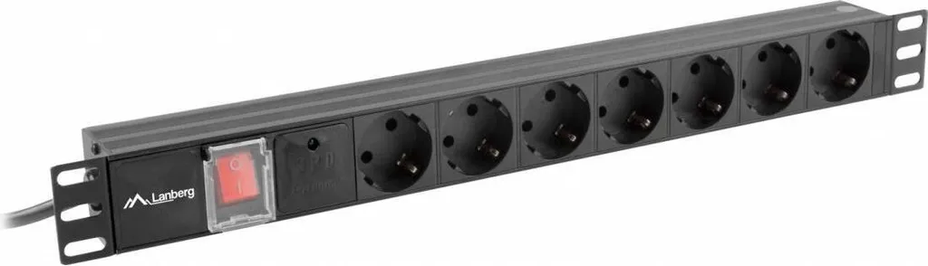 Lanberg PDU-07F-0200-BK Lanberg PDU Steckdosenleiste 19" 1U 7x Schuko 2m schwarz - 1