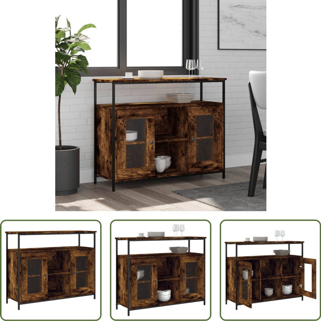 The Living Store Sideboard Räuchereiche 100x35x80 cm Holzwerkstoff