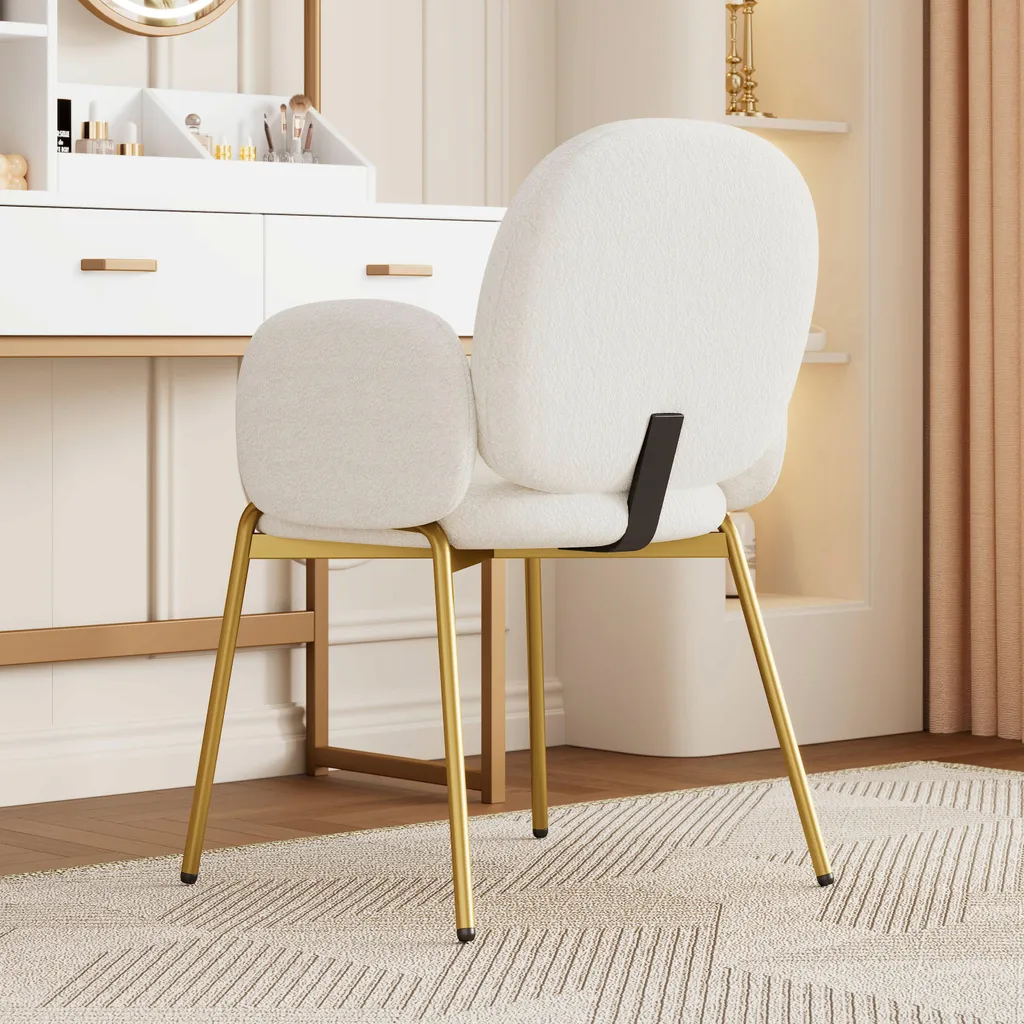 Flieks Sedia da Pranzo Moderna Teddy Beige: Gambe Oro e Comfort