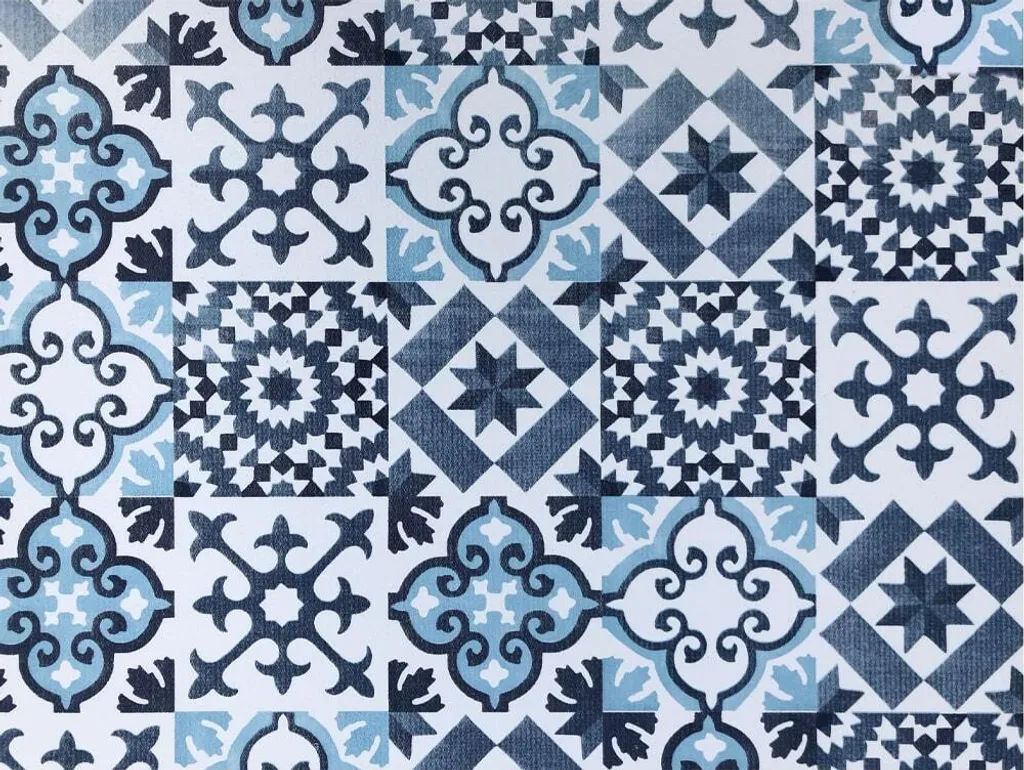 Tappetino Cucina e Corridoio Lavabile Schiuma Soft Blu Bianco