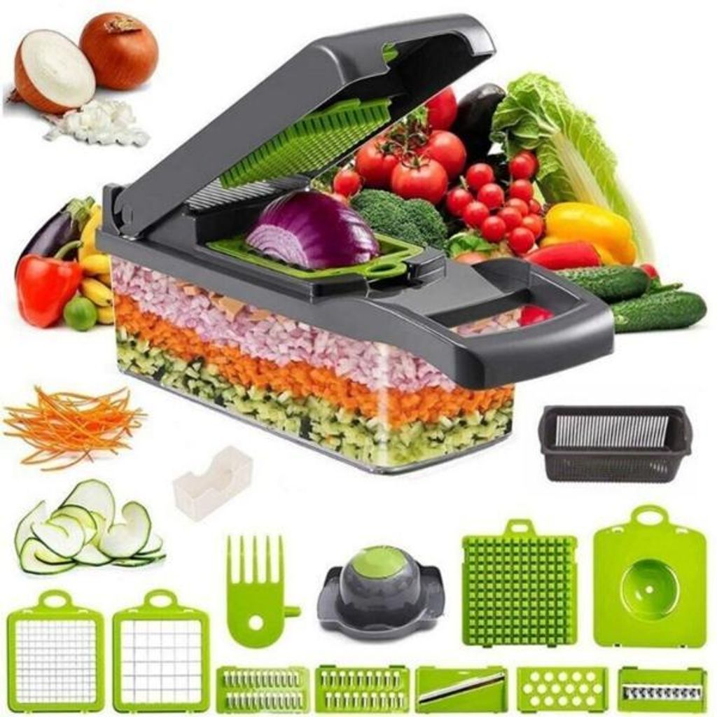 15-teiliges Küchenschneider-Set – Gemüseschneider – Zwiebelschneider – Obst- und Gemüseschneider – Küchenutensilien – 34 x 12.5 x 12 ...