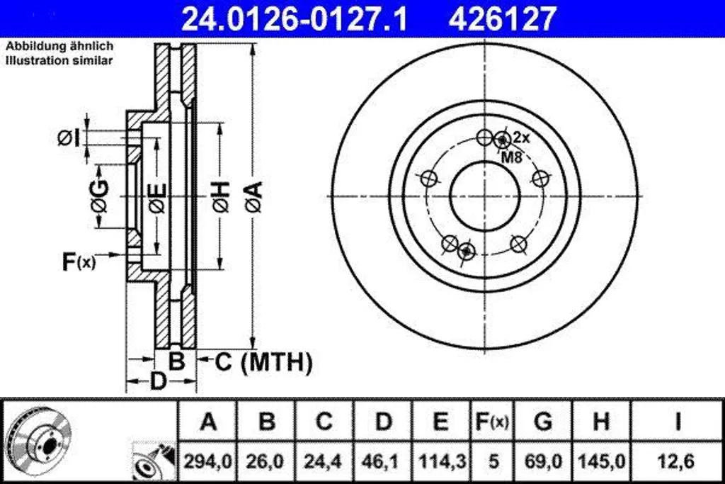 Disque de Frein ATE 5171226100 avec Protection Anti-Corrosion Santa Fe