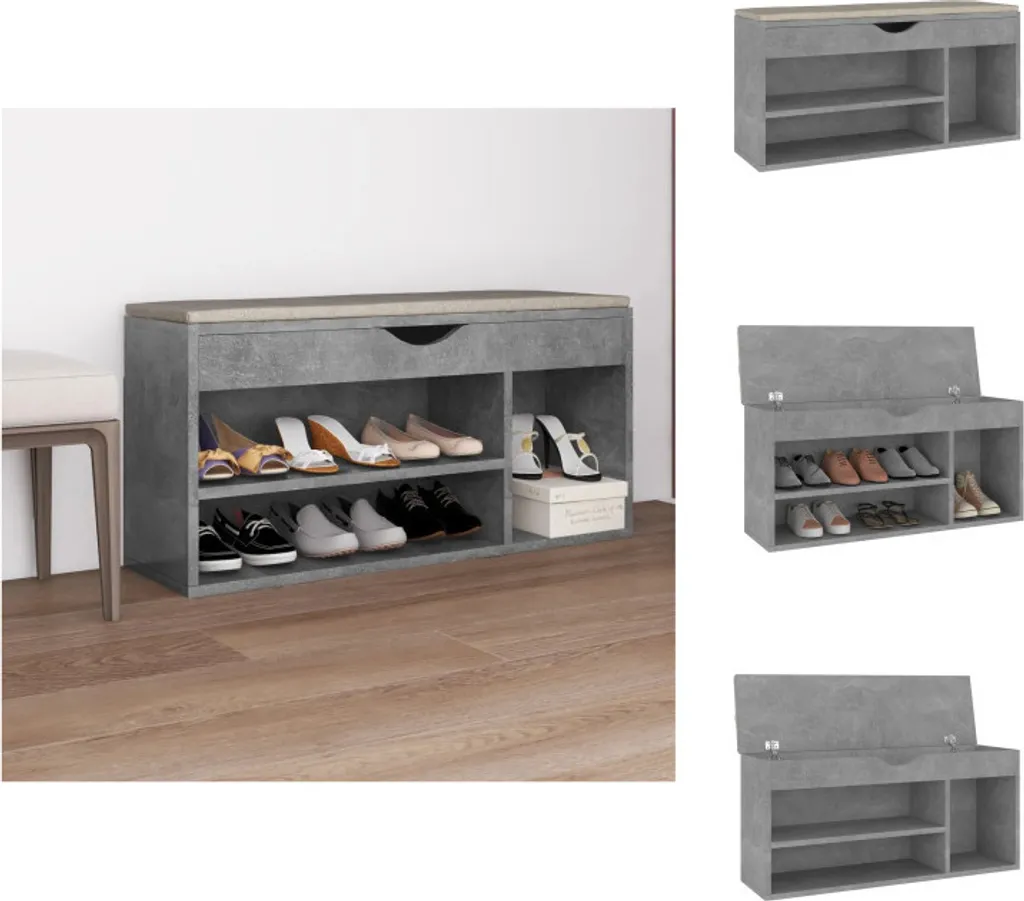Fini le désordre avec ce banc à chaussures gris béton 104x30x49 cm